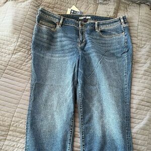 Land’s End Women's Plus Size Mid Rise Straight Leg Blue Jeans, 22W, BNWT